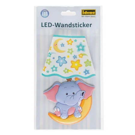 Idena LED Wandsticker Lampe Elefant, ca. 21 x 13 cm