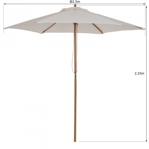 Guarda-sol de jardim Outsunny, cor creme