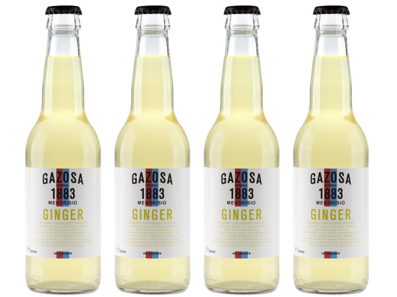 Gazosa 1883 Soft-Drinks Limonade Ingwer 4 x 330 ml Prickelndes Erfrischungsgetränk mit Ingwer