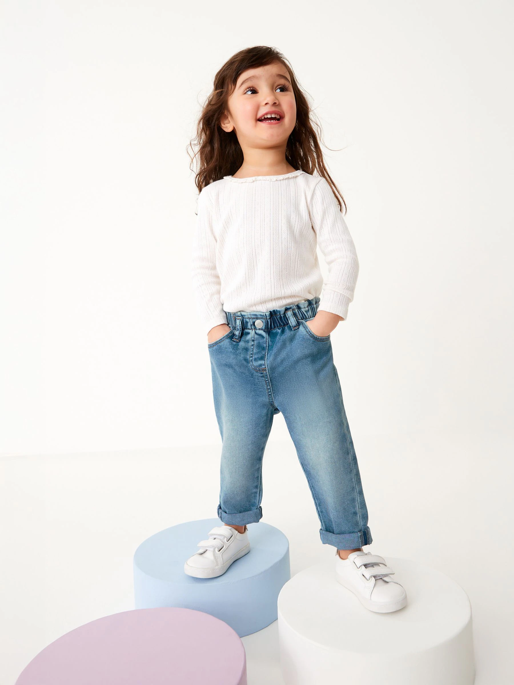 Denim met halve wassing - Mom jeans (3 mnd-7 jr)