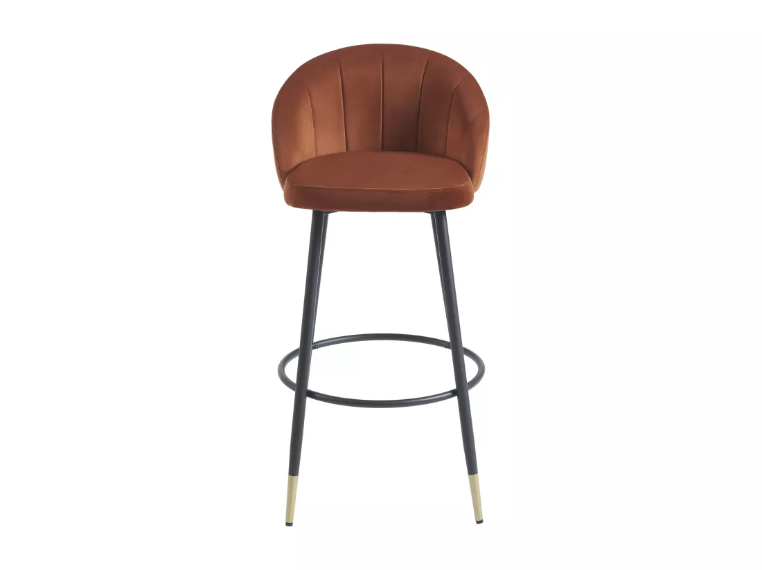 Lot de 2 tabourets de bar en velours et métal - Terracotta - ELIRAM