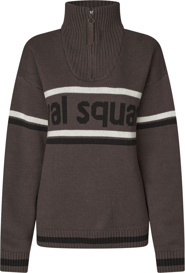 Oval Square Snowy Knit Anorak Cappucino