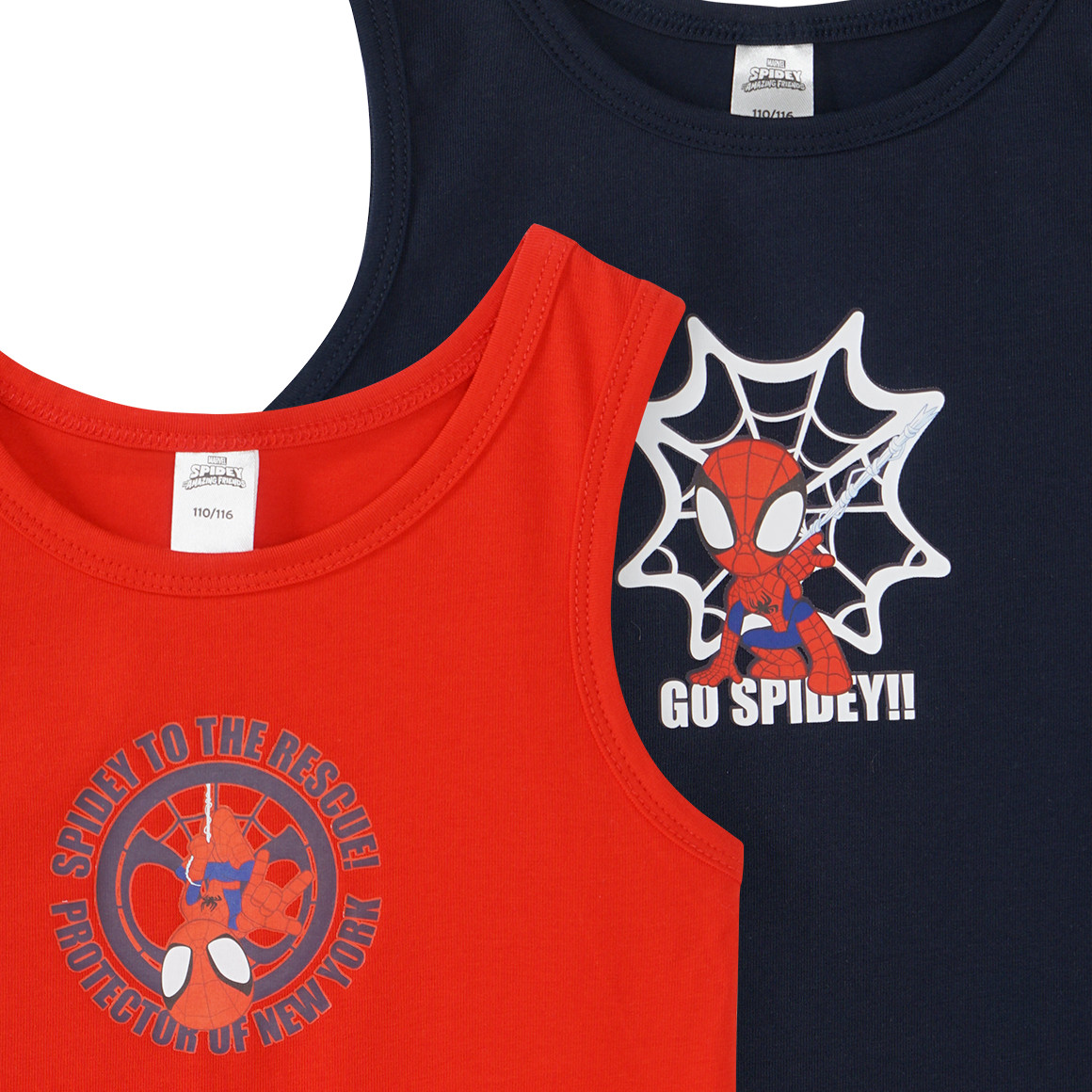 Topolino 2 MARVEL Spidey Unterhemden mit Bio-Baumwolle rot / dunkelblau