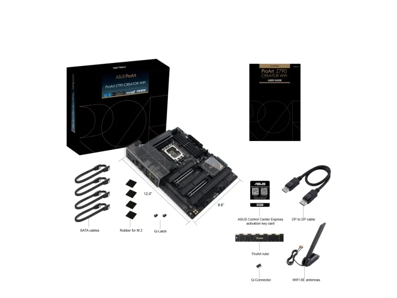 ASUS ProArt Z790-CREATOR WIFI - Bundkort - ATX - LGA1700 sokkel - Z790 Chipset - USB4, USB 3.2 Gen 2, USB-C 3.2 Gen 2x2, USB 3.2 Gen 1 - 10 Gigabit LAN, 2.5 Gigabit LAN, Wi-Fi 6E, Bluetooth - onboard grafik (CPU påkrævet) - HD Audio (8-kanaler)