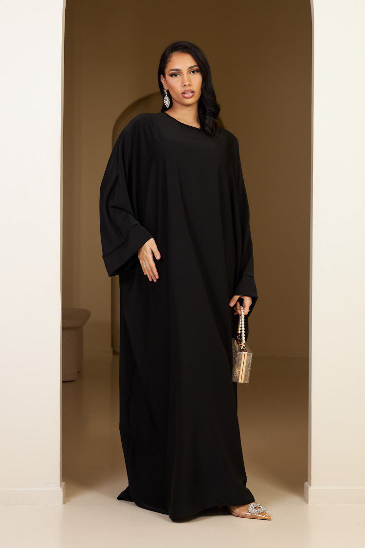 Abaya noire satinée uni