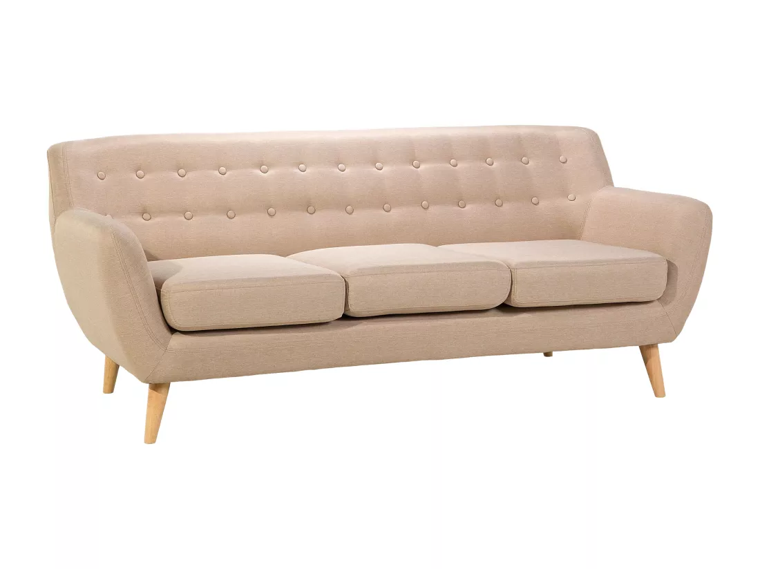 Canapé 3 places en tissu beige MOTALA