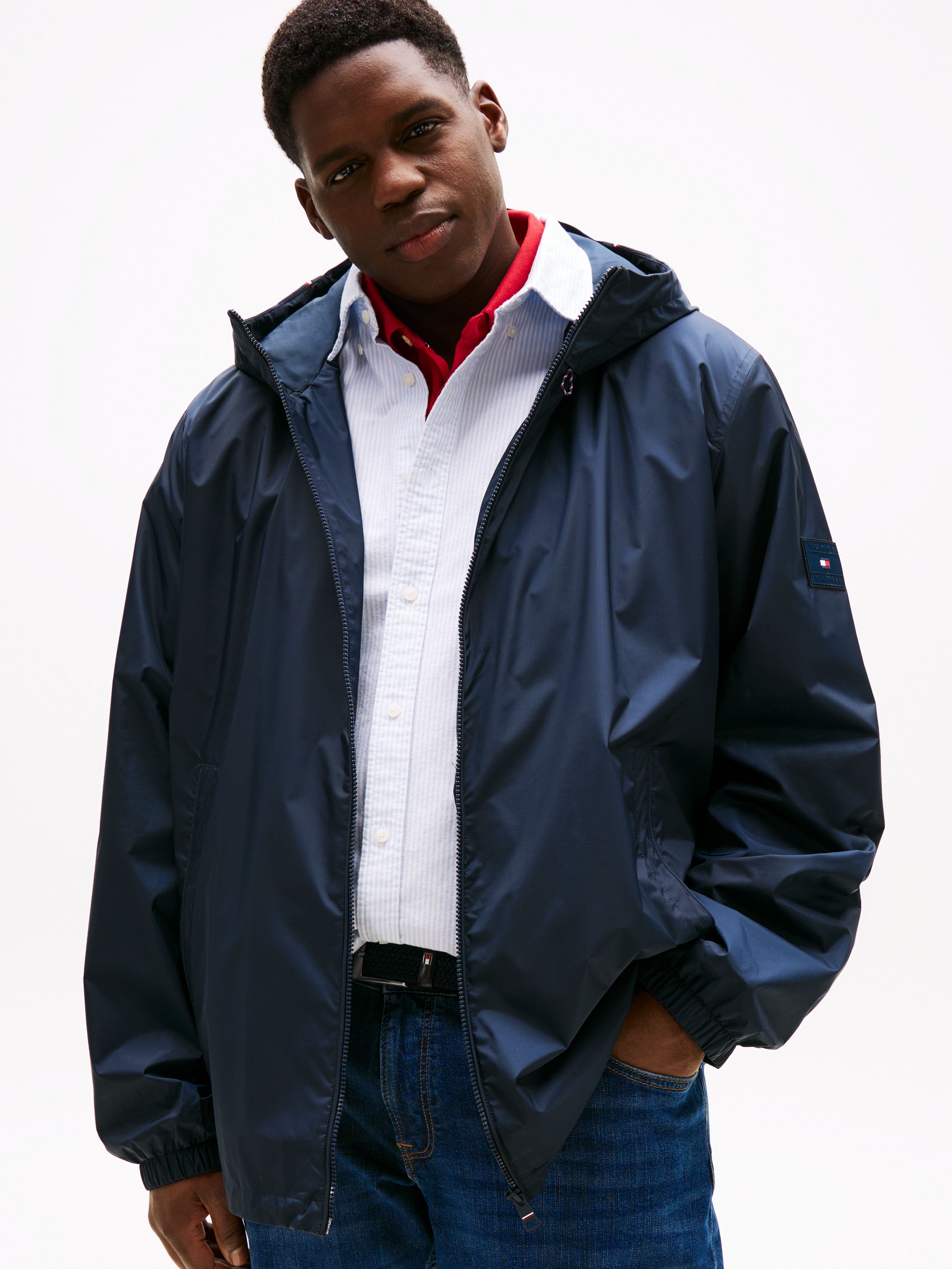Tommy Hilfiger Big & Tall Outdoorjacke »BT-RWB HOODED JACKET-B« mit Kapuze Kapuzenjacke Freizeitjacke Übergangsjacke Funktionsjacke Grosse Grössen