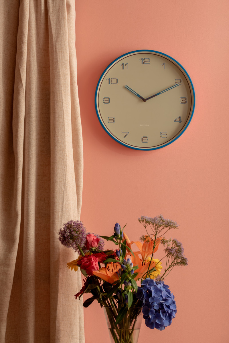 Wall Clock Lined Numbers KA6013BB Bright blue