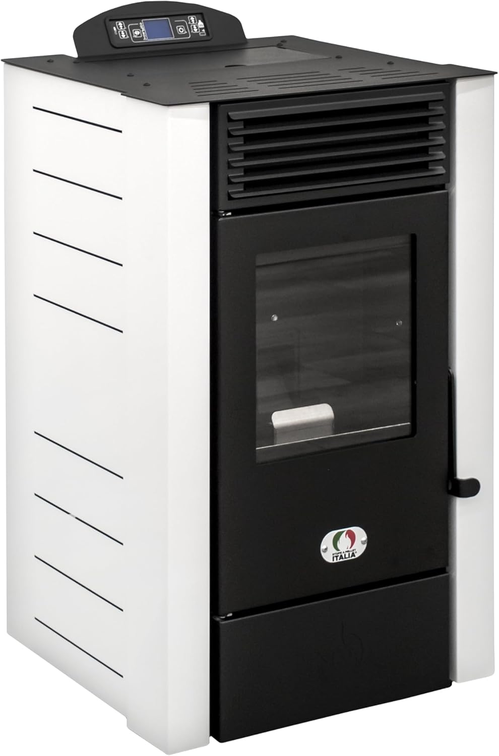 STUFE A PELLET ITALIA Alaska 10 KW WiFi | Pelletöfen mit Belüftung Effizienz 91% Heizt 85m² Autonomie 20 Sdt. Programmierbar WiFi-Fernsteuerung 5 Geschwindigkeiten und Kräfte 24M Garantie Weiß