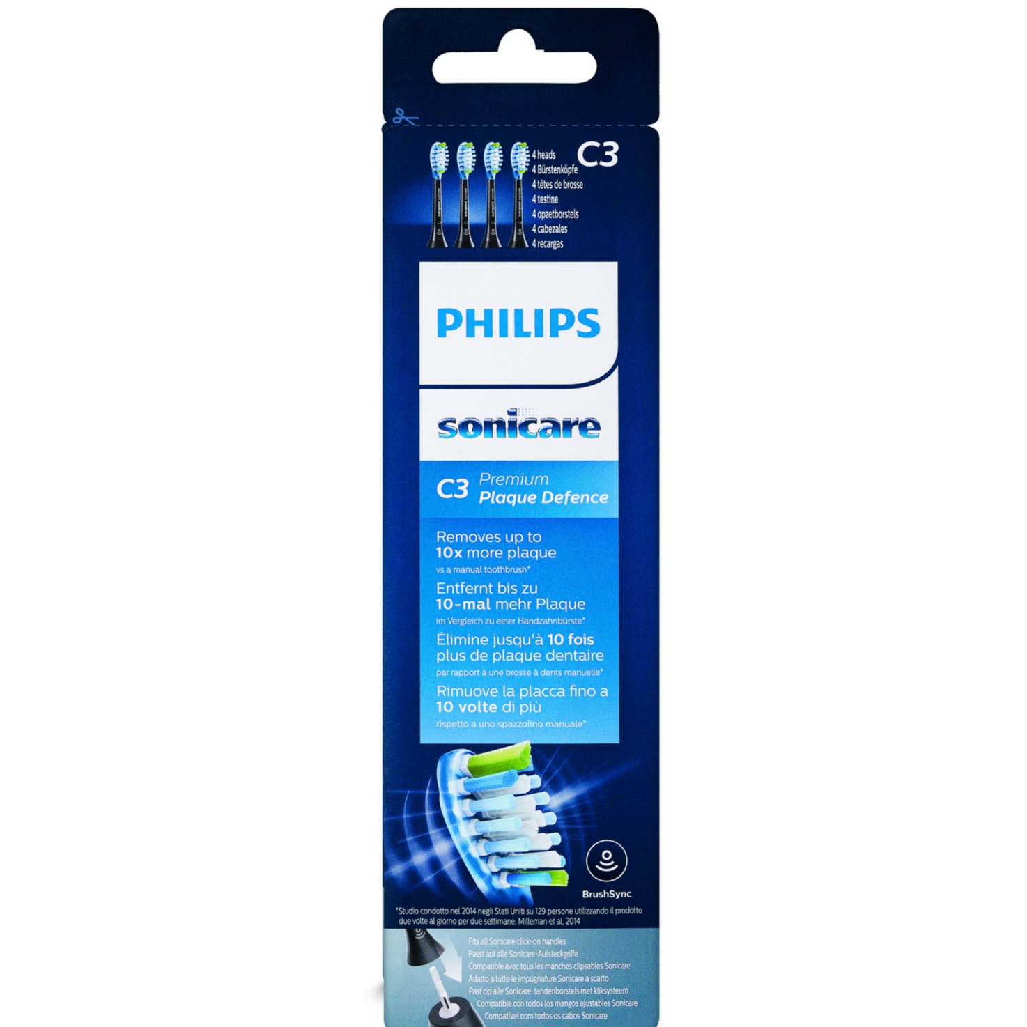 Philips Premium Plaque Defence (C3), 4er Pack, schwarz HX9044/33