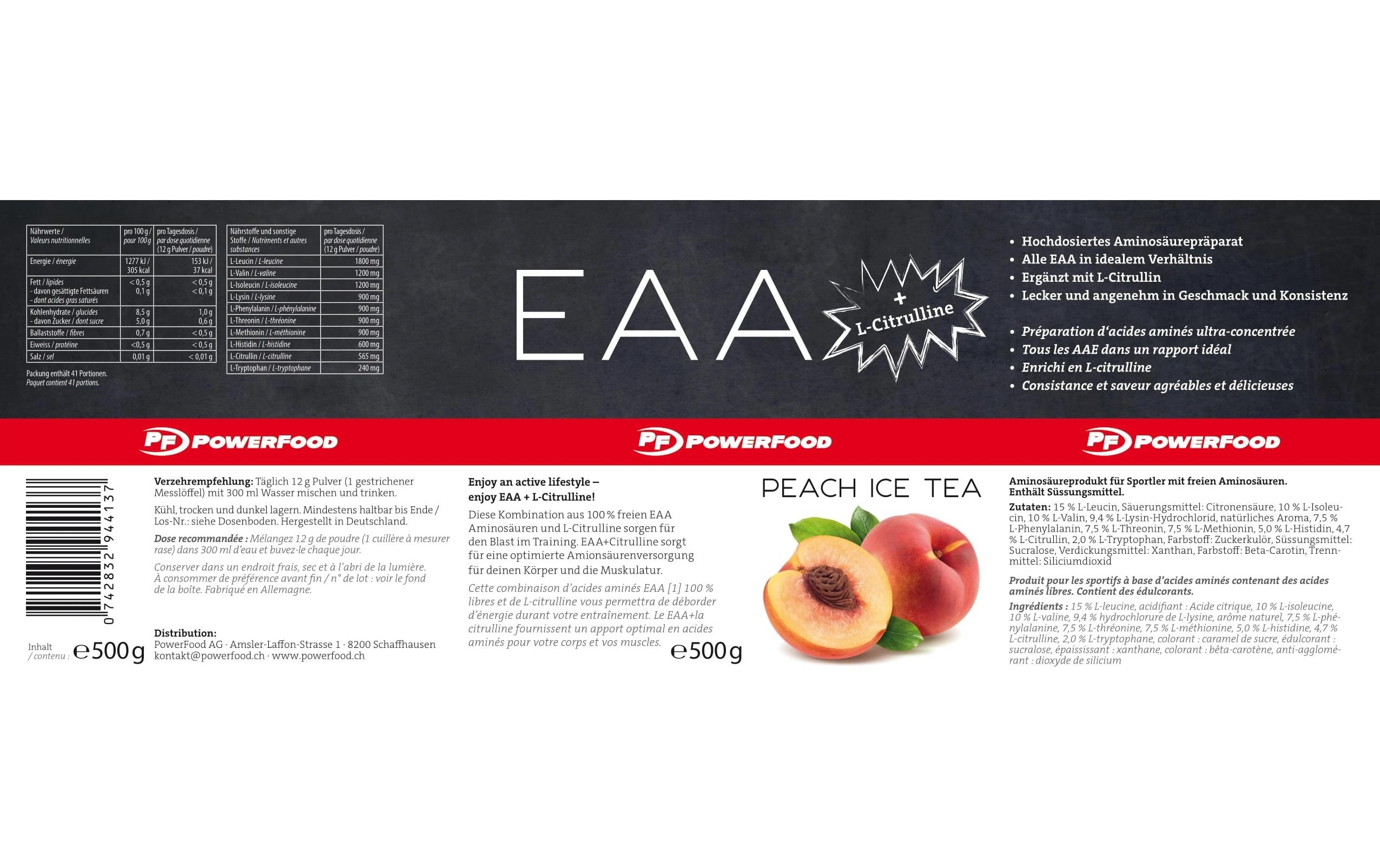 Pulver One EAA Pfirsich 500 gEAA Pulver mit L-Citrullin