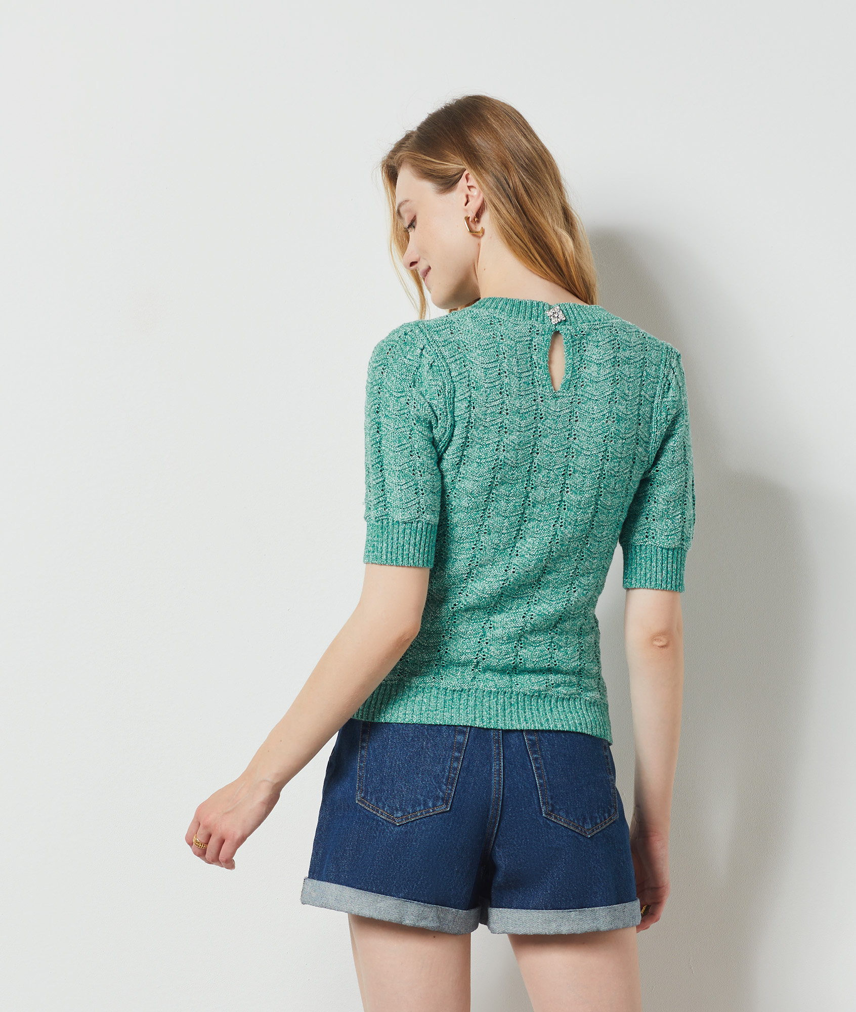 Pull en maille manches courtes