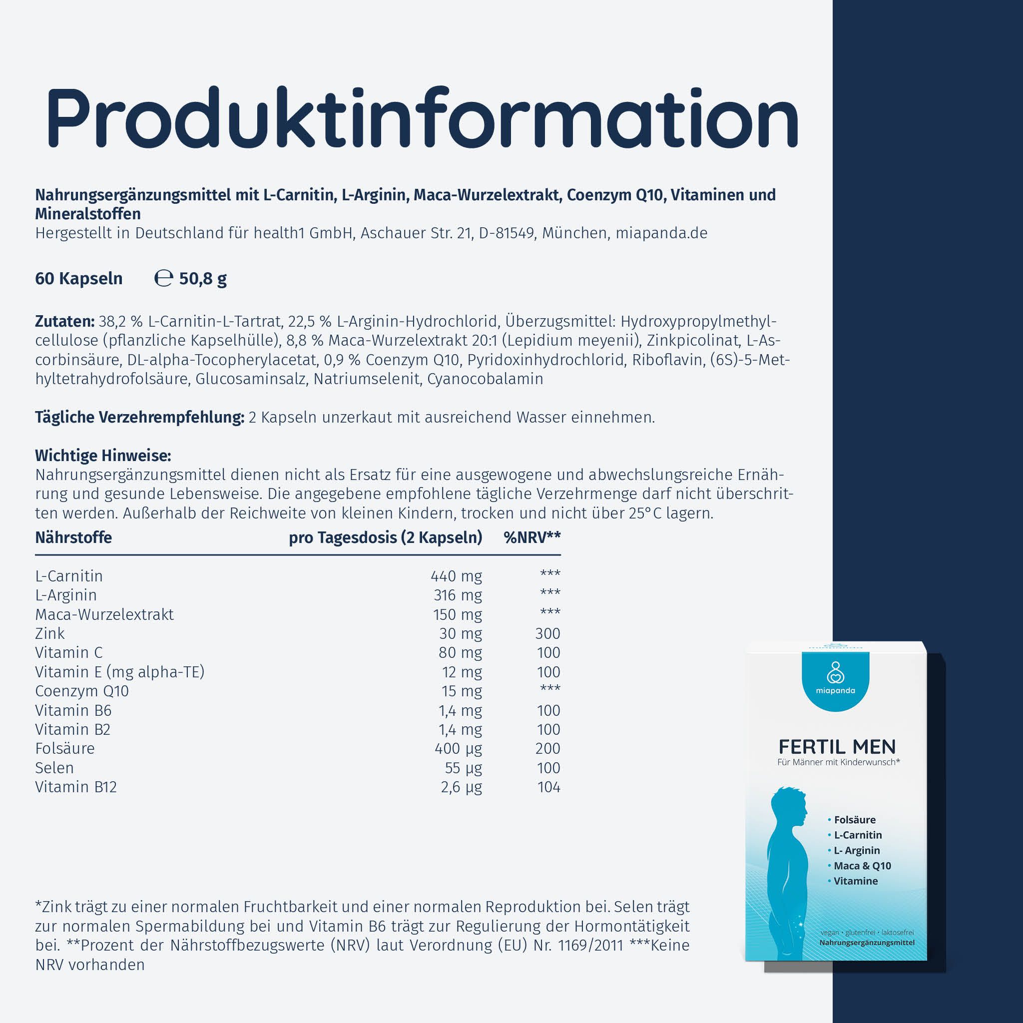 miapanda® Fertil Men | Kinderwunsch Vitamine Männer