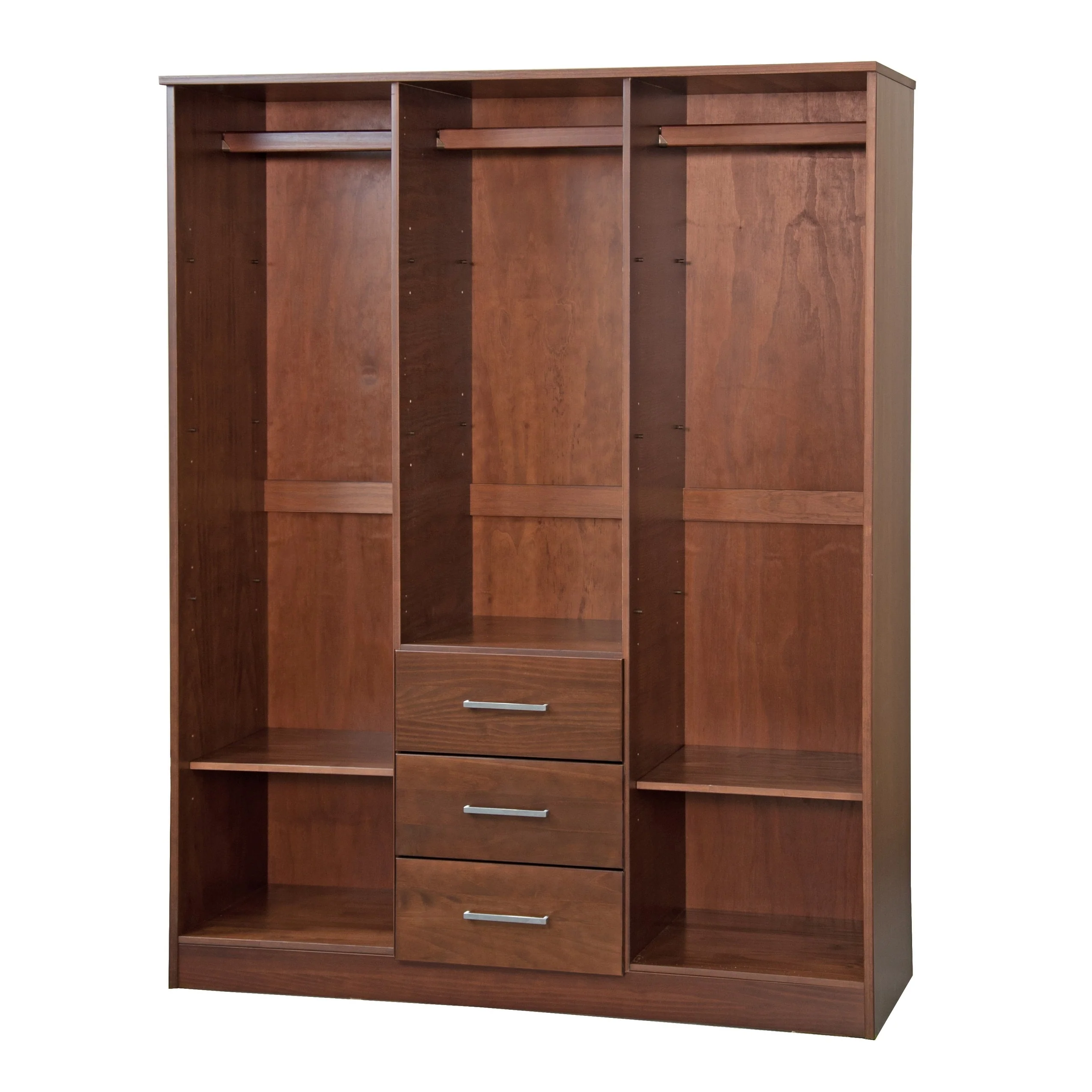Palace Imports 100% Solid Wood Cosmo 3-Door Wardrobe Armoire with Solid Wood or Mirrored Doors