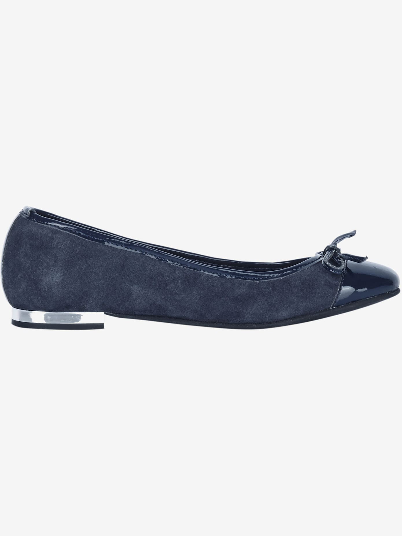 Ballerines cuir velours vachette et matière synthétique vernie