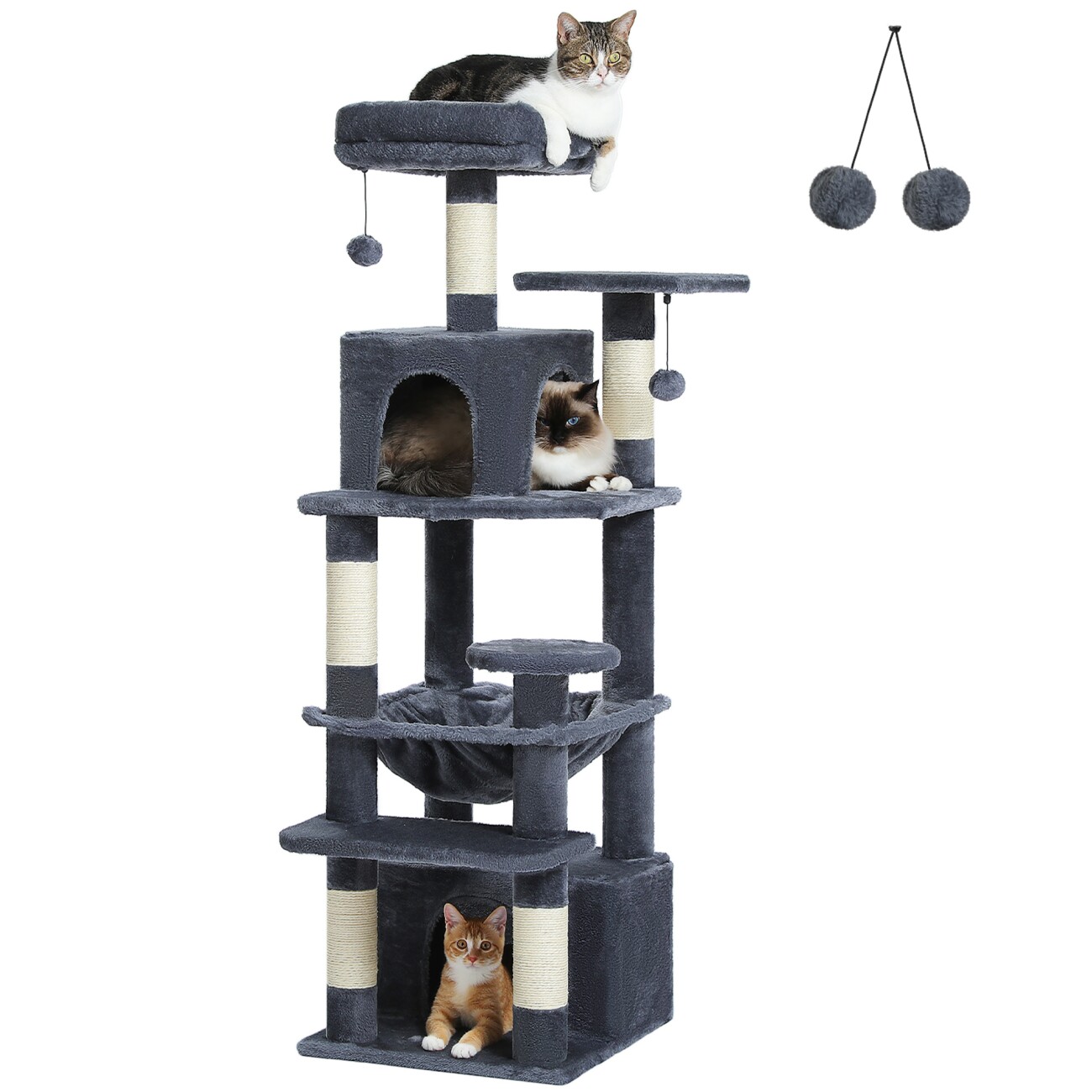 Pawz Road mittelgroßer Katzenbaum 136cm dunkelgrau