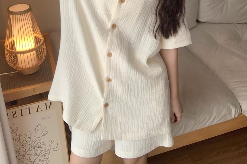 GOUB - Pyjamaset: effen shirt met korte mouwen + korte broek