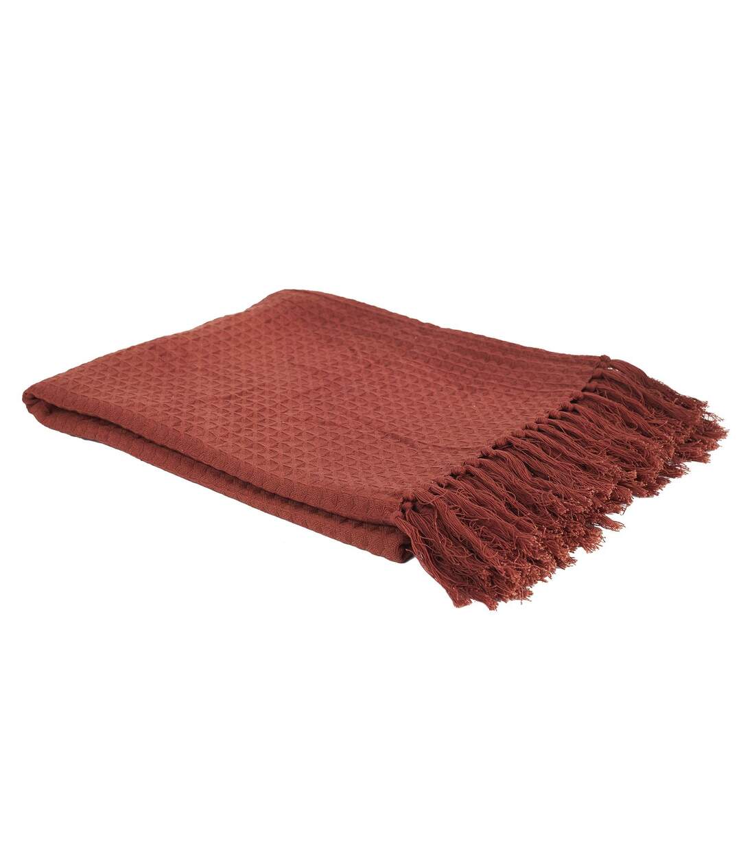 Plaid gaufré - 170 cm x 250 cm - Orange Terracotta