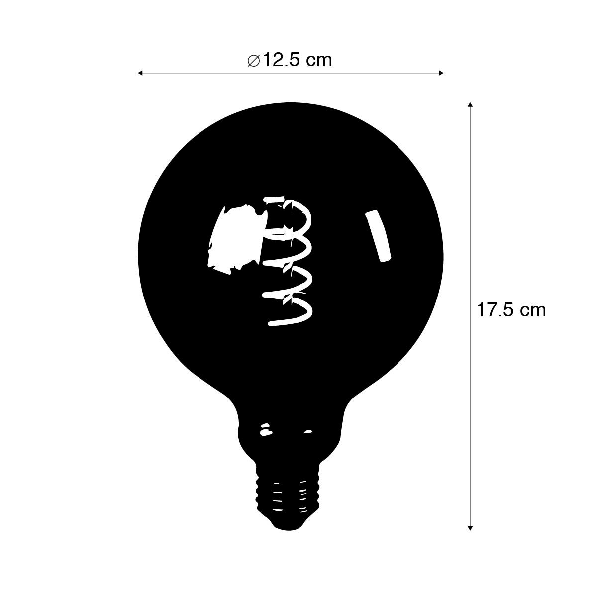 Set van 5 E27 dimbare LED gedraaid filament lamp G125 smoke 4W 120 lm 1800K