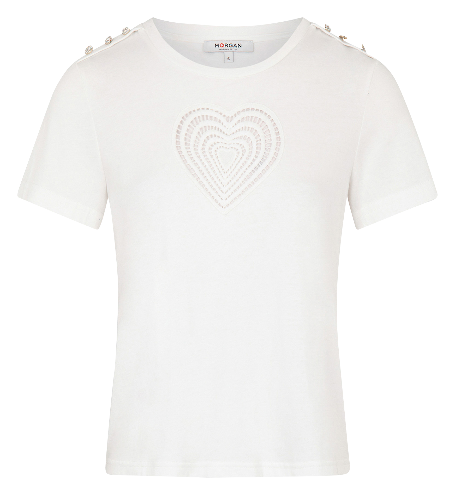 DISTRI - Tee-shirt ajouré en coton mélangé | Blanc