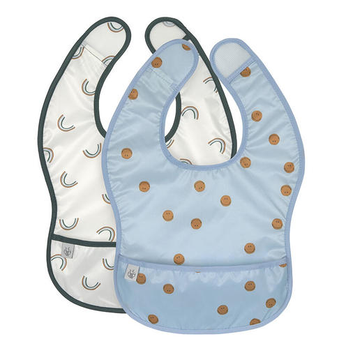 Lot de 2 bavoirs av. poche Smile - LASSIG