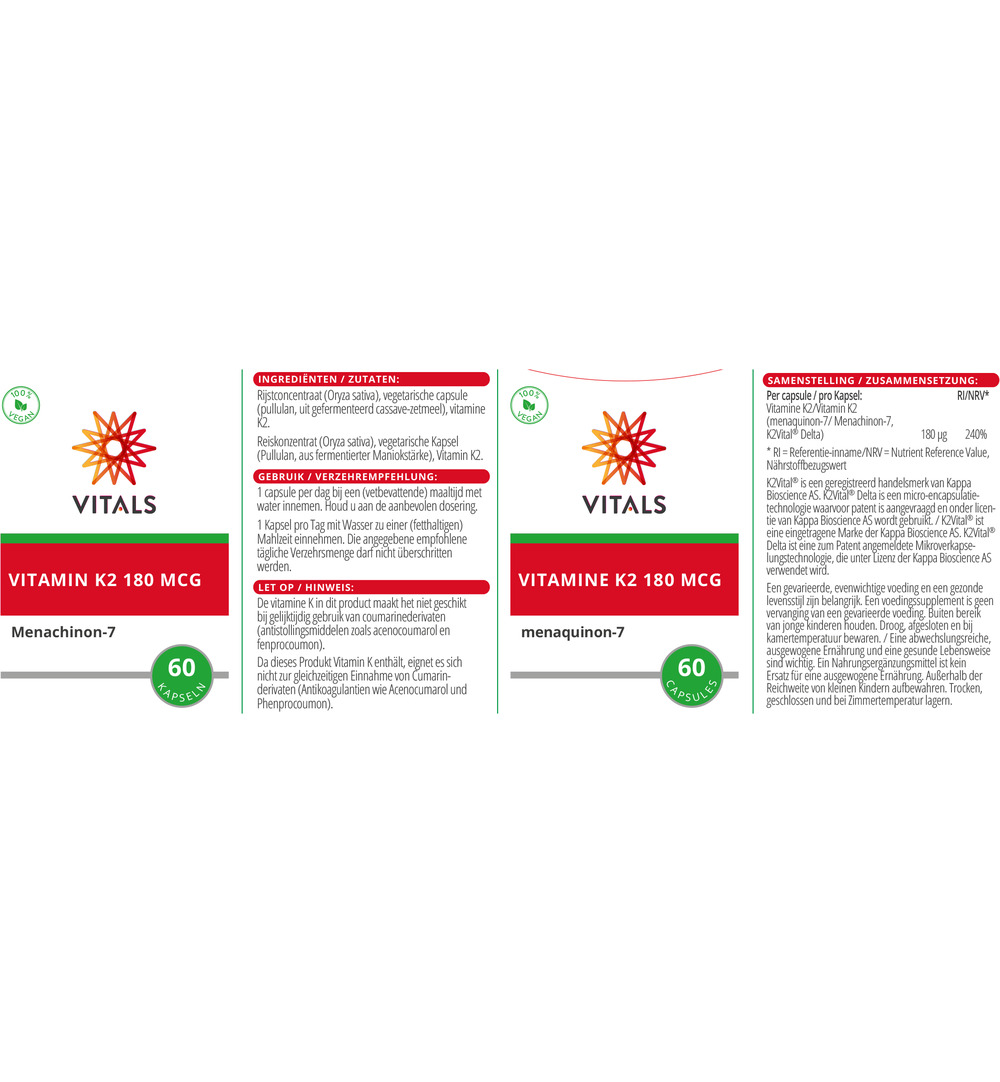 Vitals Vitamine K2 180mcg (60 capsules)