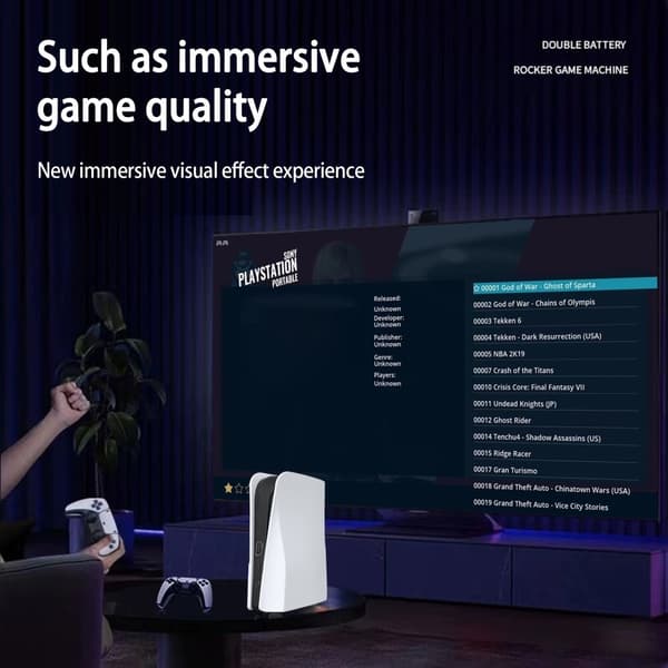Trådløs HD-videospillkonsoll 128G Plug and Play-spillstasjon med 2 spillkontrollere