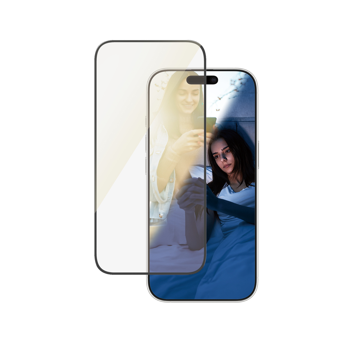 iPhone 16 Pro EyeCare Ultra Wide Fit Panzer Glas Displayschutz Anti Bluelight   Montagerahmen  (2866)