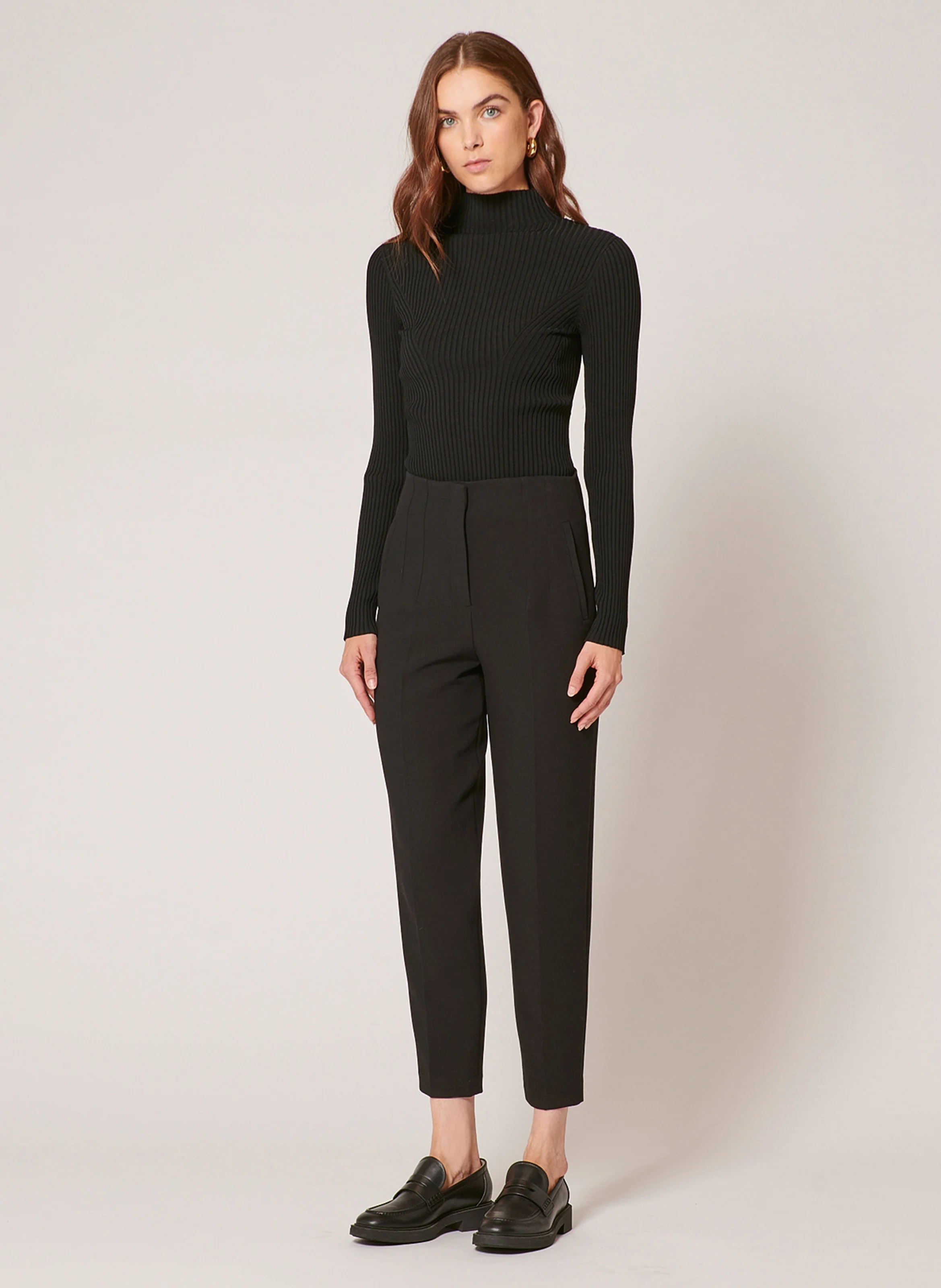 POWER - Pantalon cigarette taille haute | Noir