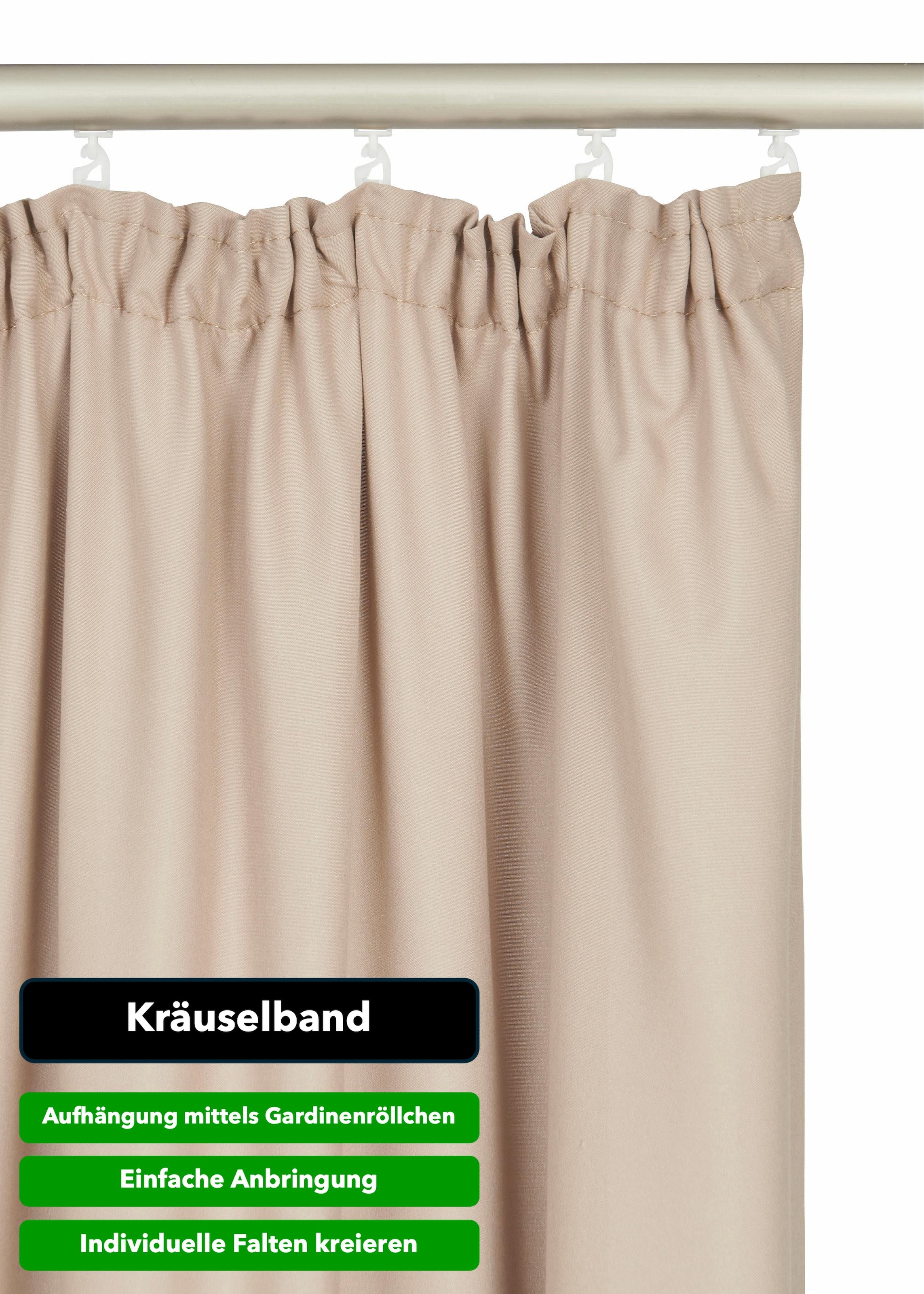 my home Vorhang »Parry« Kräuselband 2 Stk. tlg. 2-er Set, blickdicht, monochrom, basic, einfarbig, Bestseller