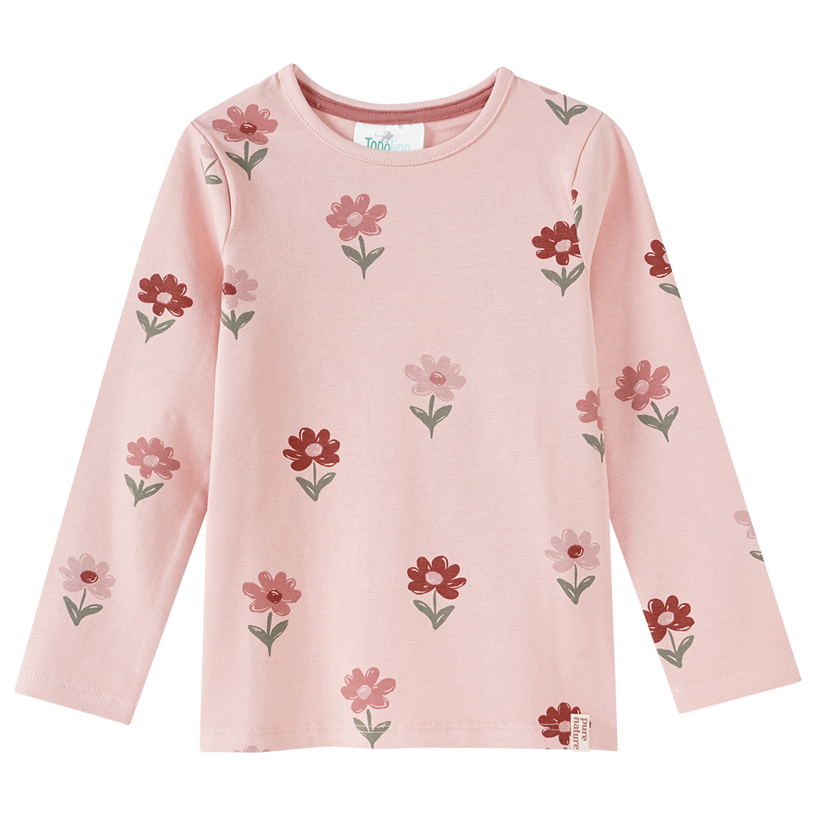 Topolino Pure Collection 2 Mädchen Langarmshirts mit Blümchen rosa / dunkelrosa