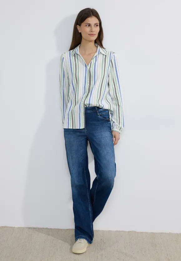 Seersucker Bluse - strong khaki
