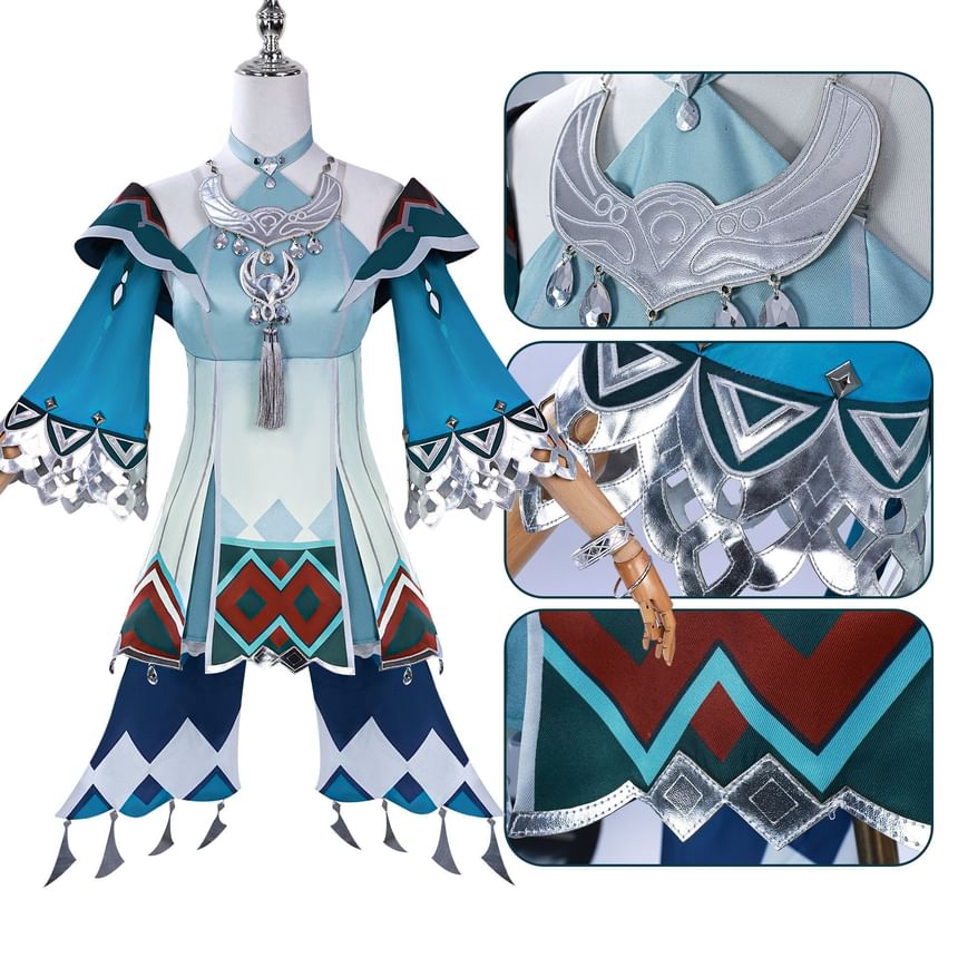 Custaplayu - Genshin Impact Lan Yan Cosplay Kostuumset / Pruik / Schoenen