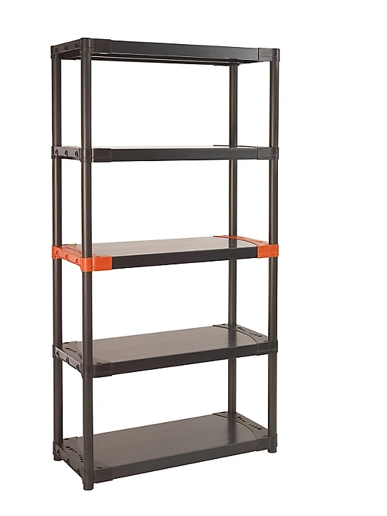 Étagère de garage en résine 5 tablettes Grosfillex Modulopro L. 90 x H. 175 x P. 40 cm