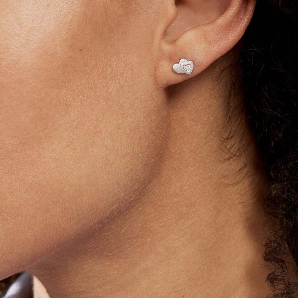 Boucles D'oreilles Puces Argent Blanc Dounyo Oxydes De Zirconium