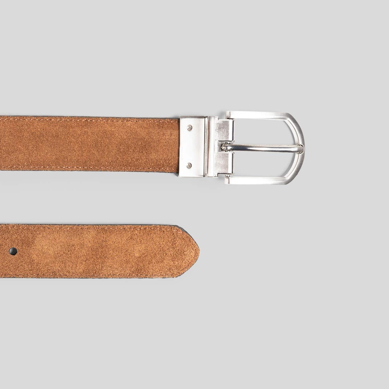 Ceinture réversible à boucle en Suède Camel
