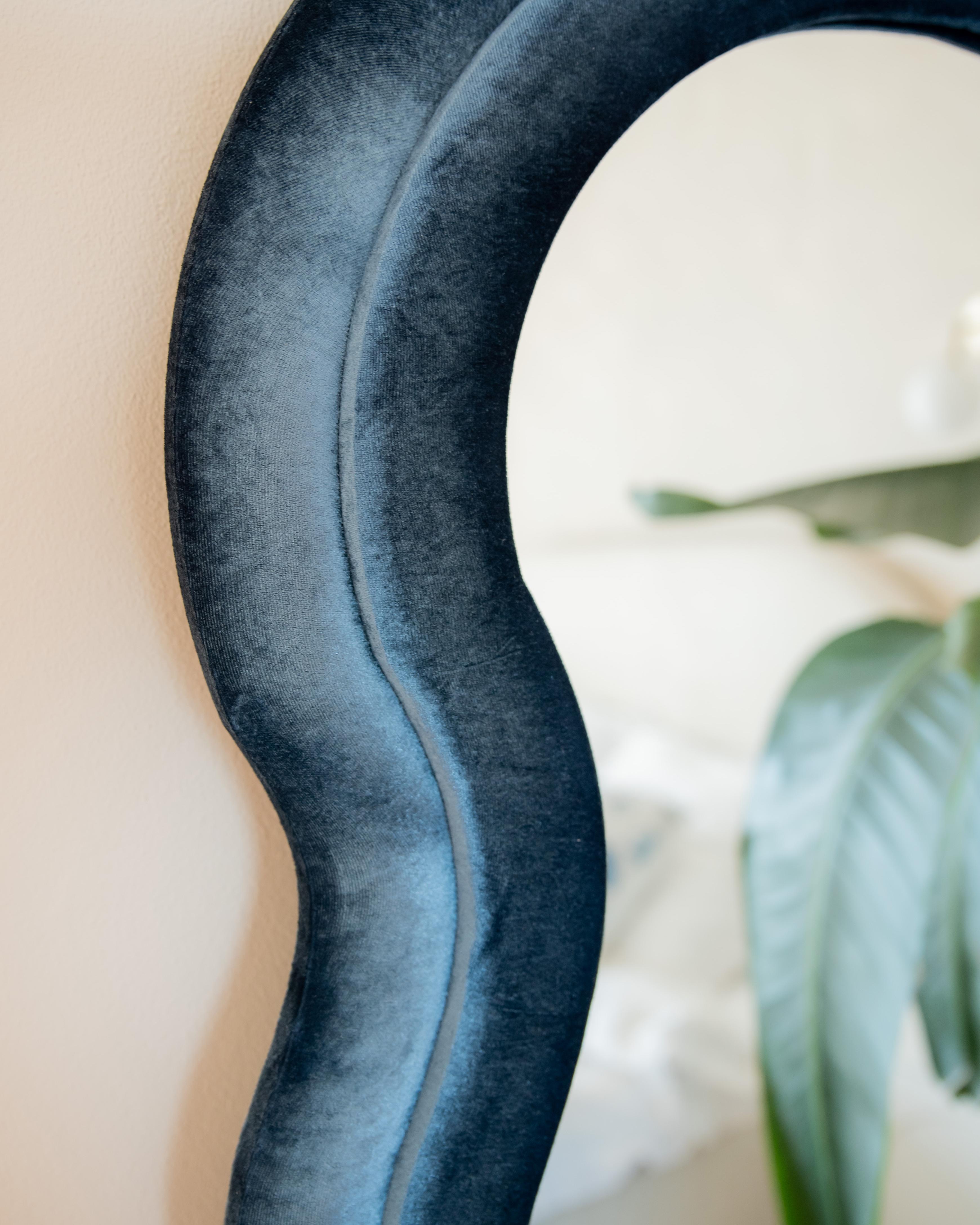 Wandspiegel LACS 57 cm 160 cm Fluweel Blauw
