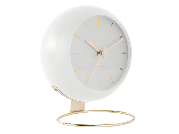 Table clock Globe white, Des. Armando Breeveld