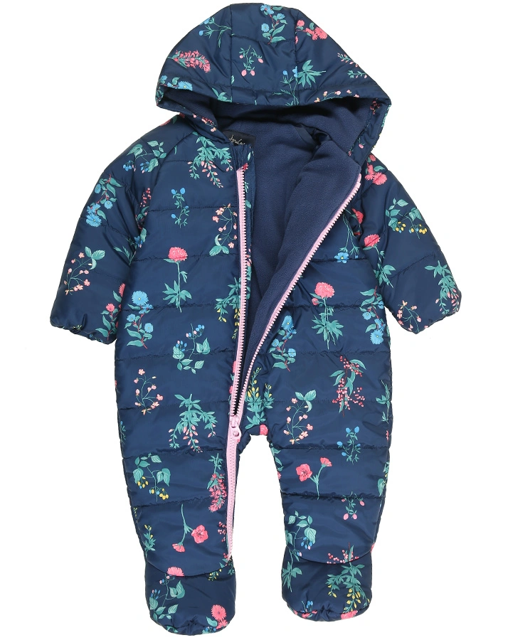 Stepp-Overall SNUGGLE – FLOWERS in dunkelblau