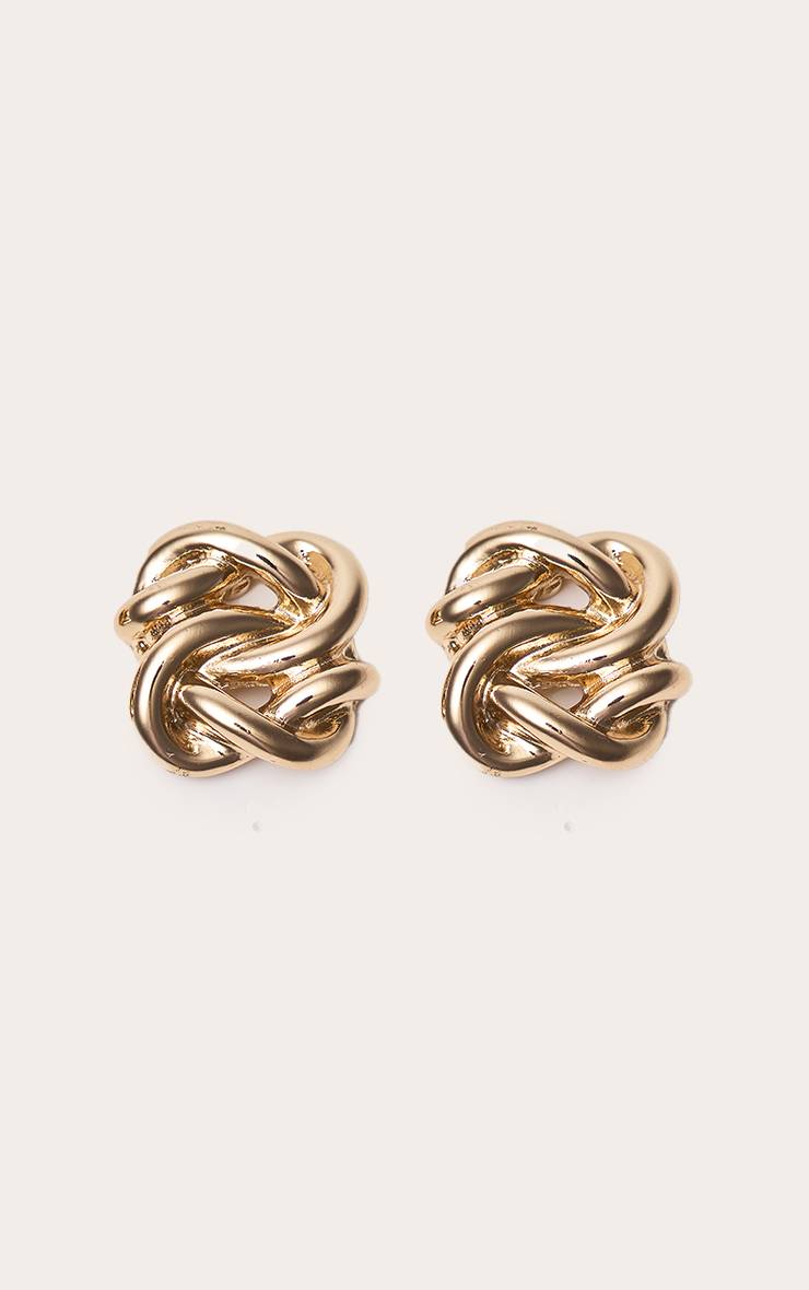 Doré Boucles D'oreilles Synthétiqueces Nœud Torsadé