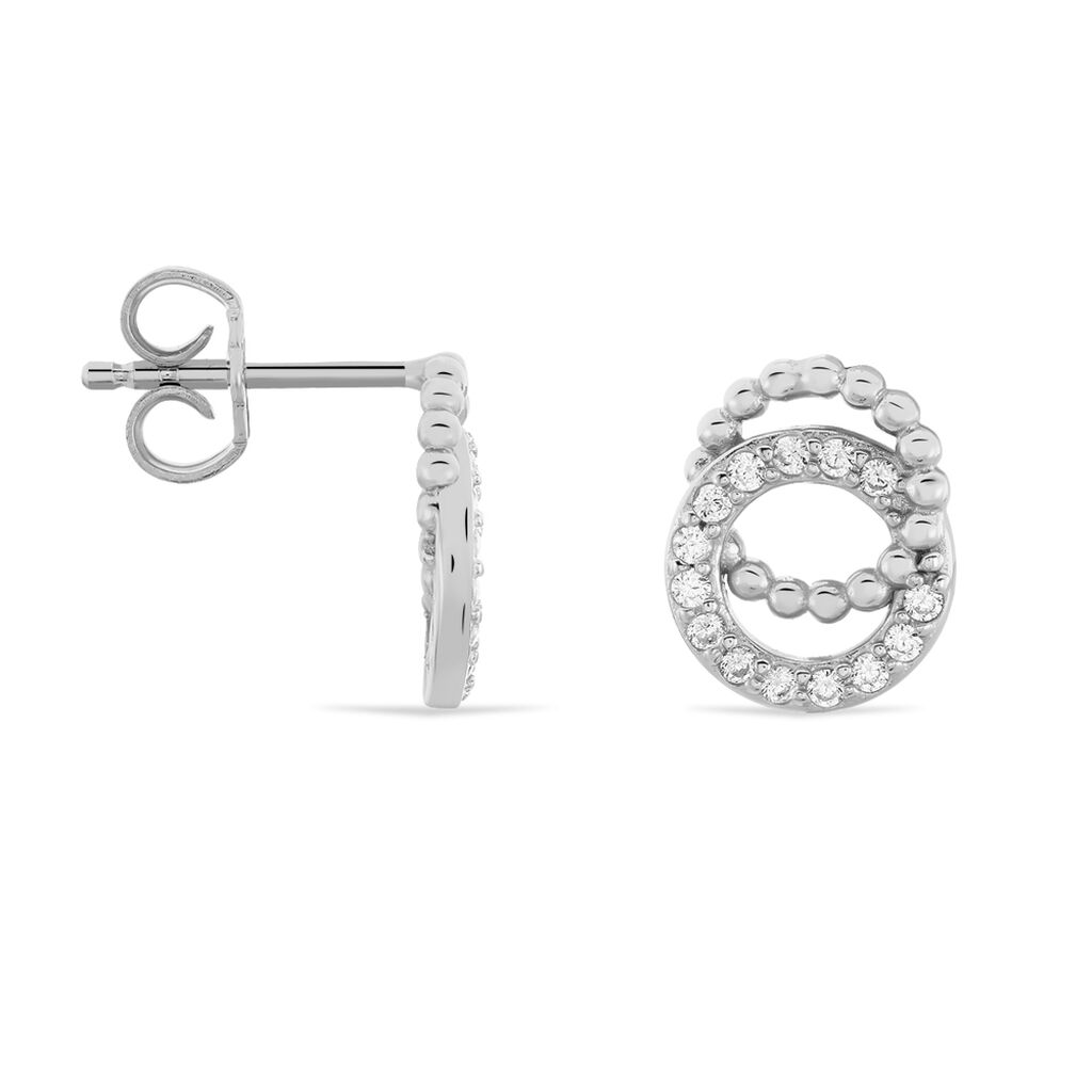 Boucles D'oreilles Puces Magou Argent Blanc Oxyde De Zirconium
