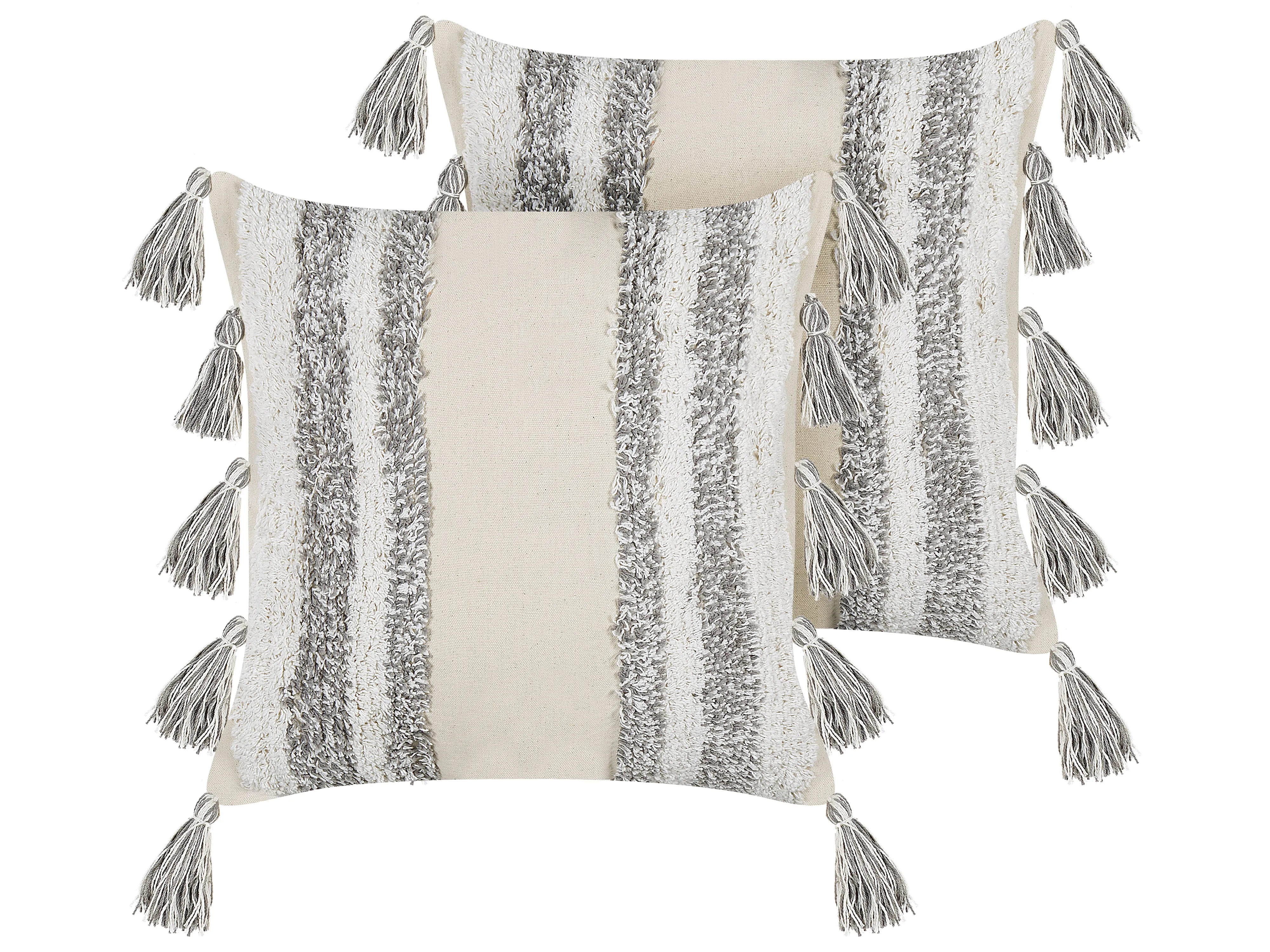 Set van 2 sierkussens HELICONIA Katoen 45 x 45 cm Beige gestreept