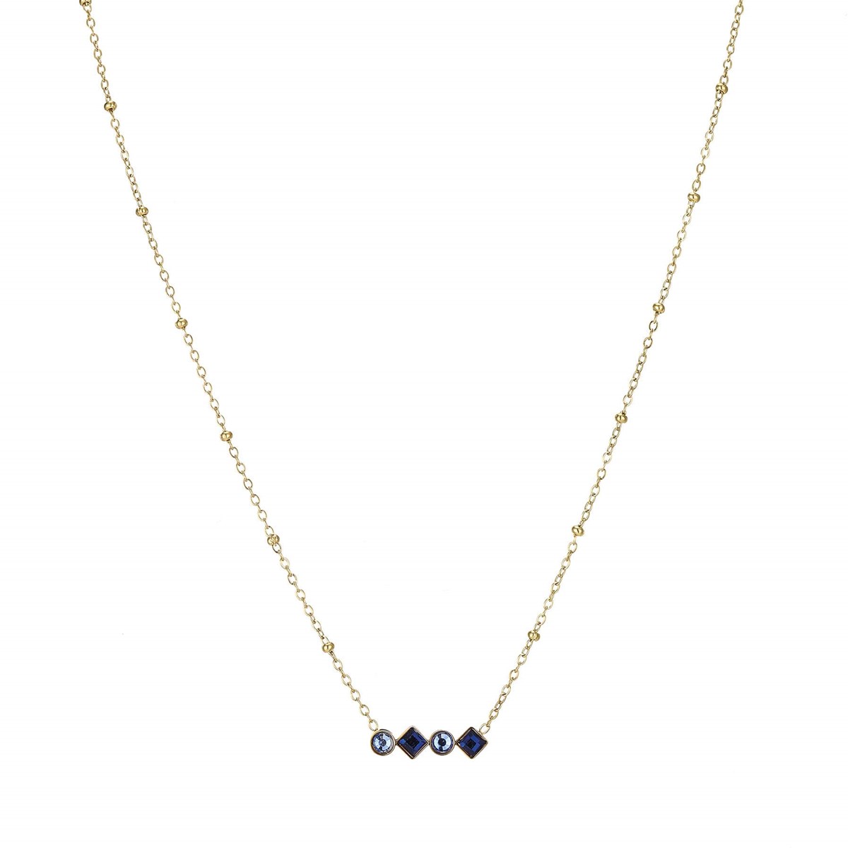 Collier Eclat bleu acier doré or