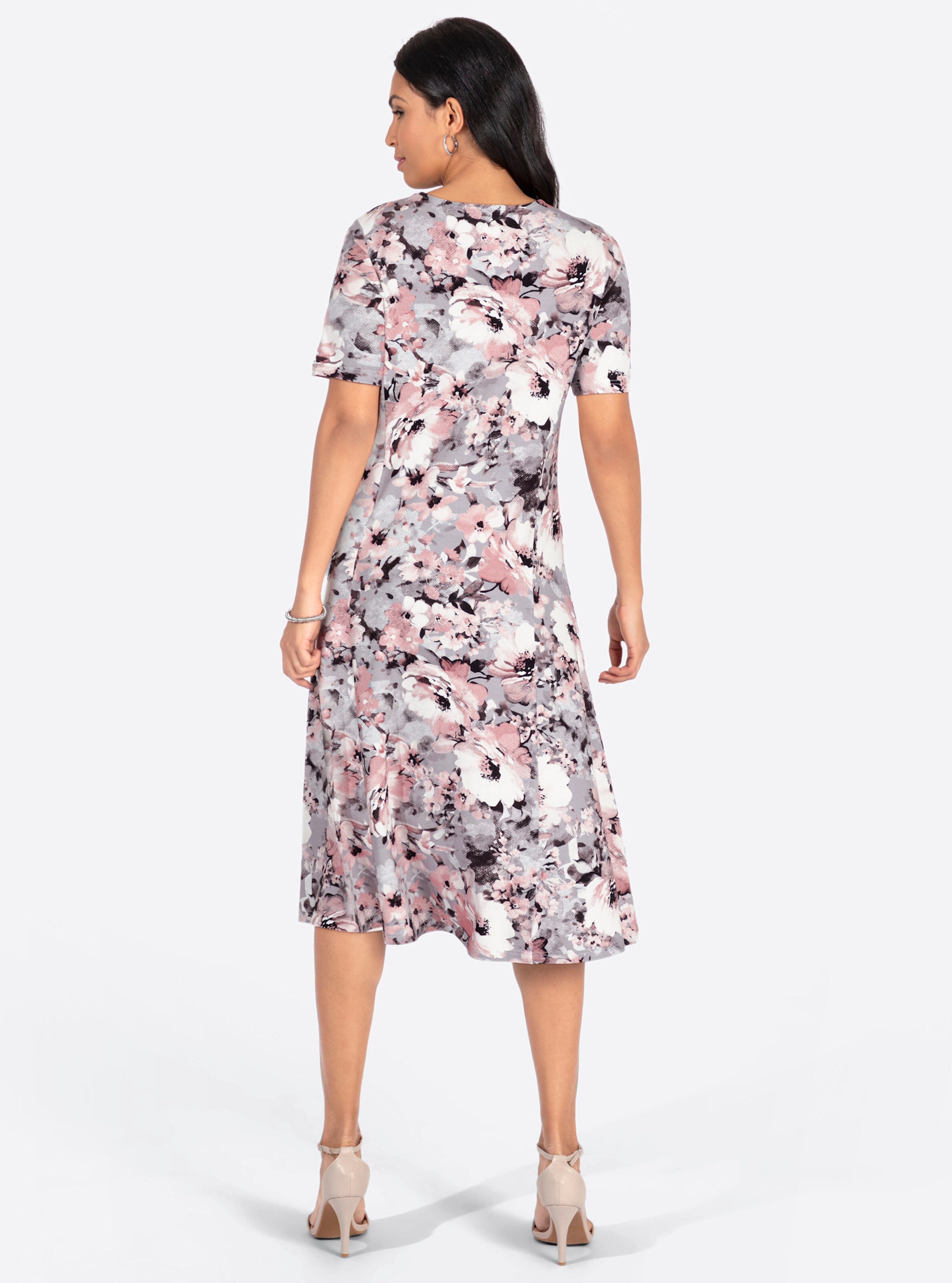 Jerseykleid in hortensie-steingrau-bedruckt