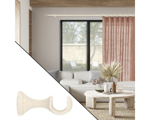 Enkelsporige beugel voor Boheme Nature Line, naturel essen, witgekalkt, Ø 28 mm, 8 cm lang, 1 st.