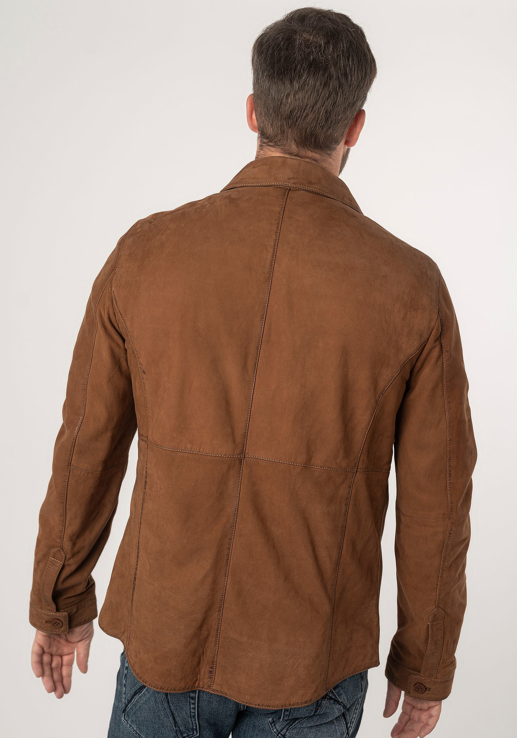 Mauritius Lederjacke »MMJemmo« mit Hemdblusenkragen, Knopfleiste