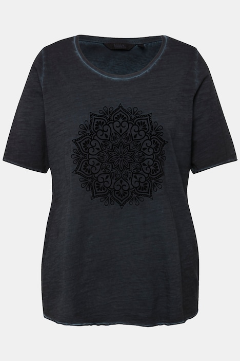 T-Shirt, Mandala-Flockdruck, Classic, Rundhals, Halbarm