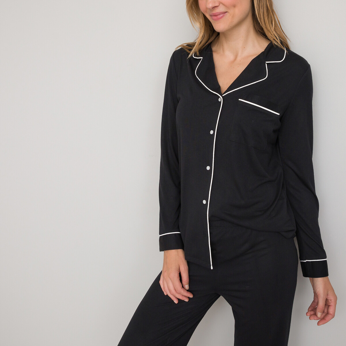 COLEÇÕES LA REDOUTE<br>Pijamas com forro de lã comprida em malha de viscose