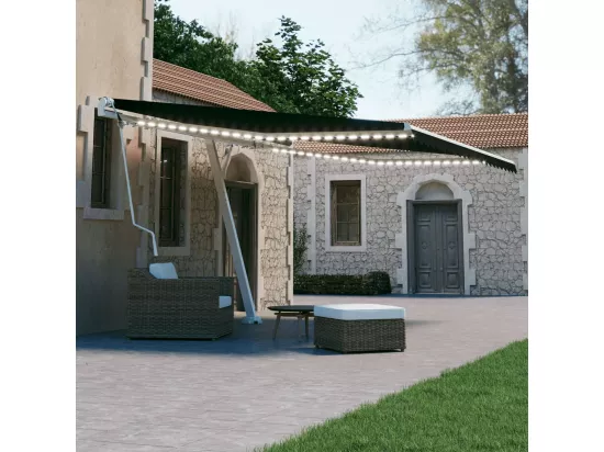 Auvent automatique capteur de vent et LED 400x300 cm Anthracite
