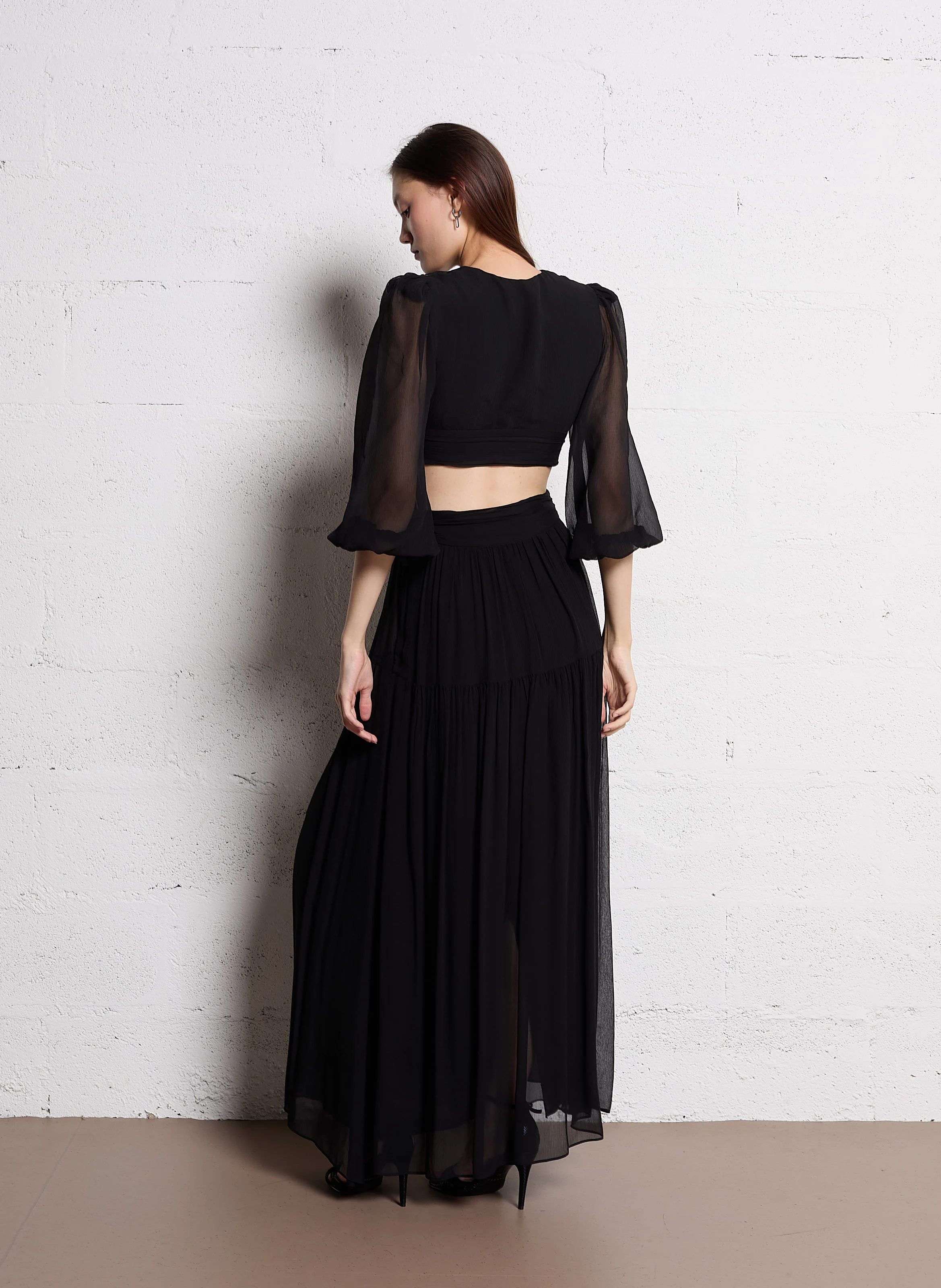 HARRY - Robe longue col V | Noir